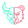 freetradeledger.com logo, a split bull and bear head